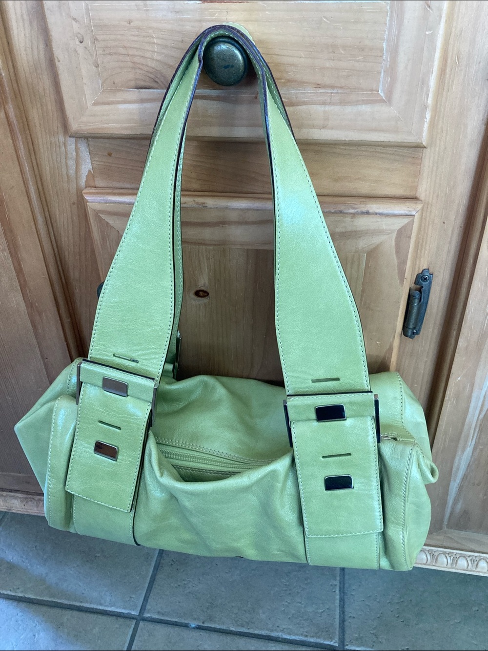 Abro Light Green Leather Shoulder Bag